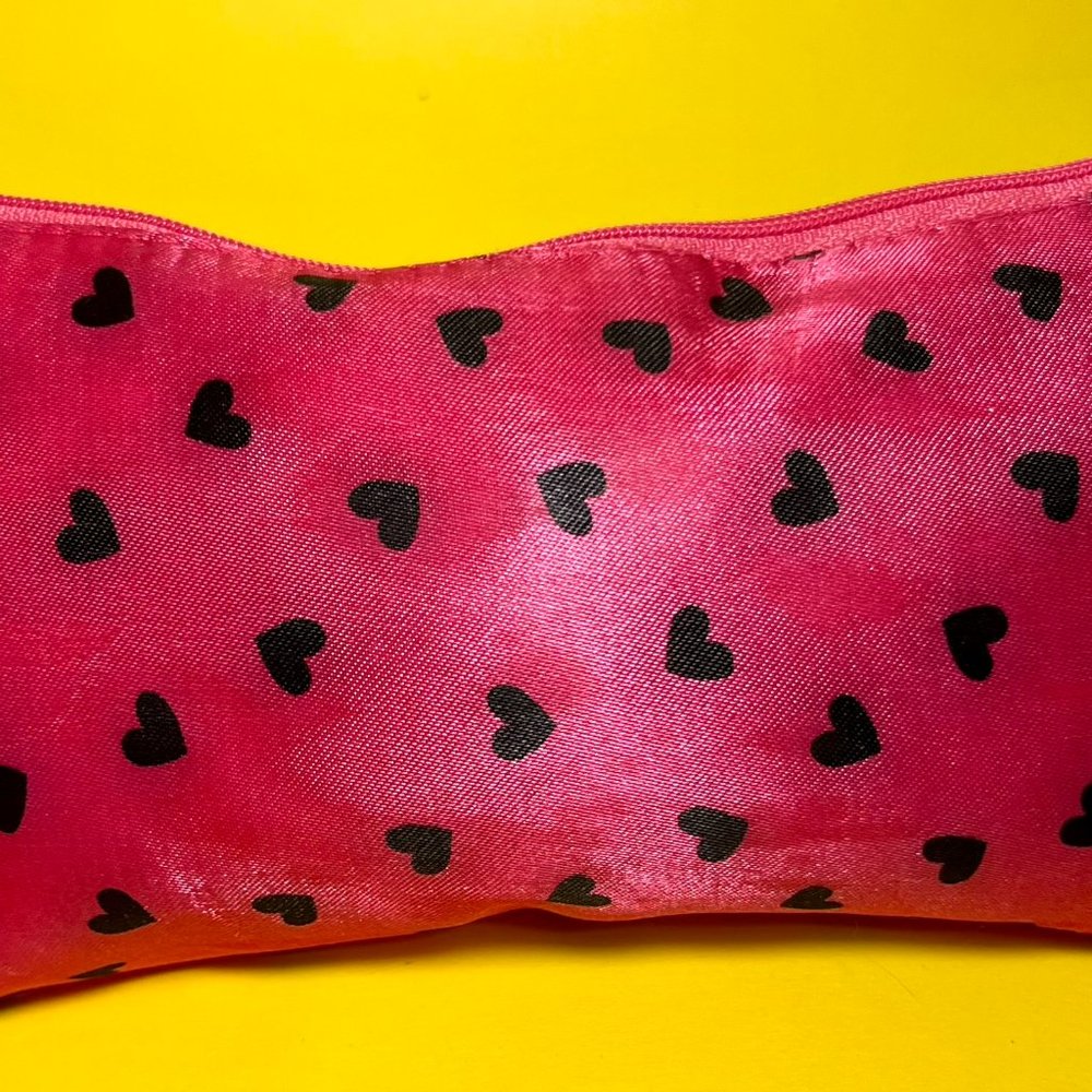 Ipsy Pink & Black Hearts Make-Up Bag